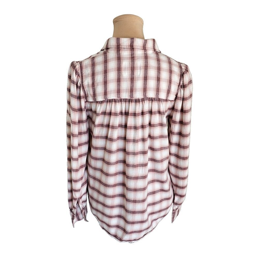 Rails Angelica Shirt Rose Pink Plaid Puff Shoulder Flannel Sz S - Picture 7 of 11
